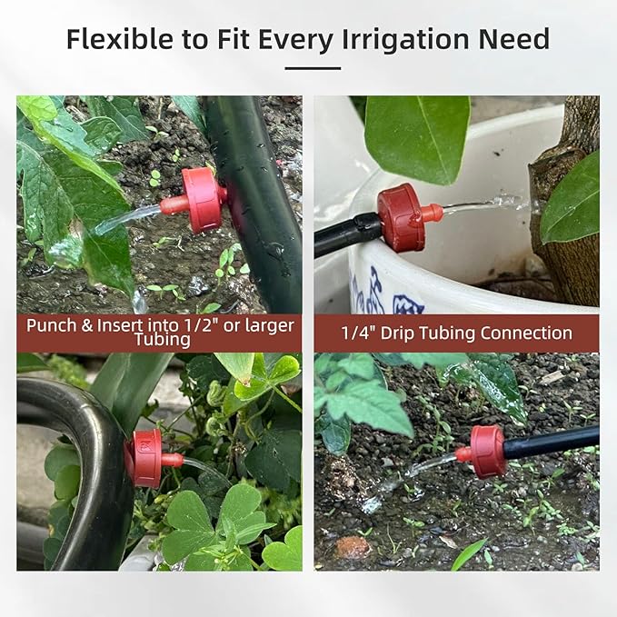 30PCS 4 GPH Pressure Compensating Drip Irrigation Spot Watering Drippers/Emitters, Self-Cleaning Constant Flow Drip Irrigation Emitters Heads Irrigation Drippers Parts for Drip Irrigation System