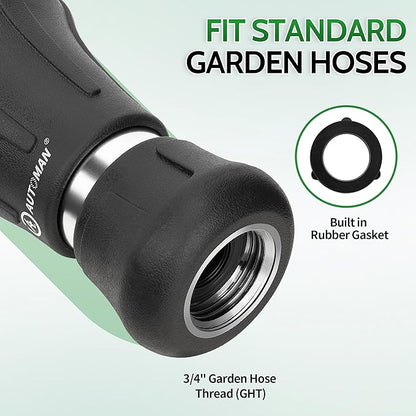 AUTOMAN Garden Hose Nozzle Heavy Duty, 2 Pack Fireman Hose Nozzle, High Pressure Water Hose Sprayer Nozzle, Adjustable Spray Nozzles for Washing Car, Cleaning Ground, Watering Plants, Showing Pets