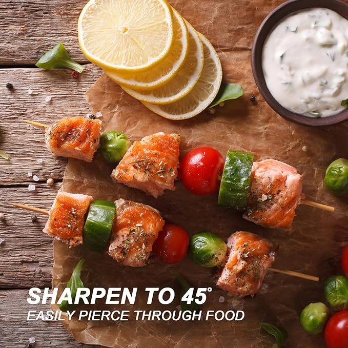 10 inch Natural Bamboo Skewers for Grilling，Chocolate Fountain，Kabob，Crafts，Barbecue，Flower Bouquet， Bouquet Wrapping Paper. Diameter=4mm. More Size Choices 6"/8"/10"/12"/36"(100 PCS)