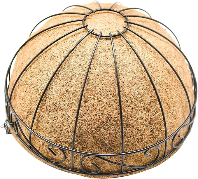 4 Pack 14 Inch Hanging Baskets for Plants Outdoor Metal Hanging Planter Basket with Coco Coir Liner Hanging Flower Pots Holder for Garden, Patio(Flower)