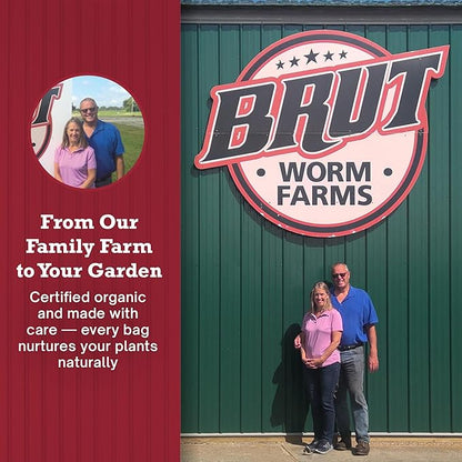 Brut Organic Worm Castings for Plants 30 LB – Natural Nutrients, Fertility Builder, Plant Food for Potting Soil and Garden Soil – Indoor and Outdoor Use