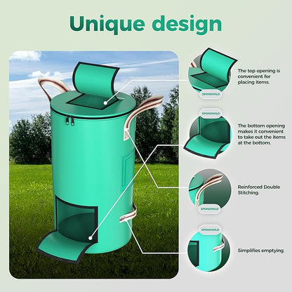 Compost Bins Outdoor 32 Gallon Reusable Garden Yard Waste Bag Breathable Thickened Foldable with 4 Handles for Leaf Compost Collection