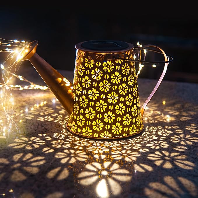 Solar Watering Can Lights,Metal Outdoor Garden Decor for Outside,IP65 Waterproof Hanging Lantern Lights, Yard Decorations Outdoor for Garden Pathway Christmas Gifts