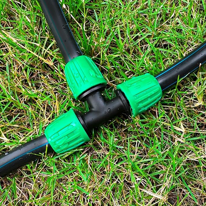 12 Pack 1/2 Inch Drip Irrigation Tee (1/2" ID x 0.65" OD), Drip Line Irrigation Locked Barbed 3 Way T for 1/2'' Irrigation Tubing Anti Leak Irrigation System Tee Fittings