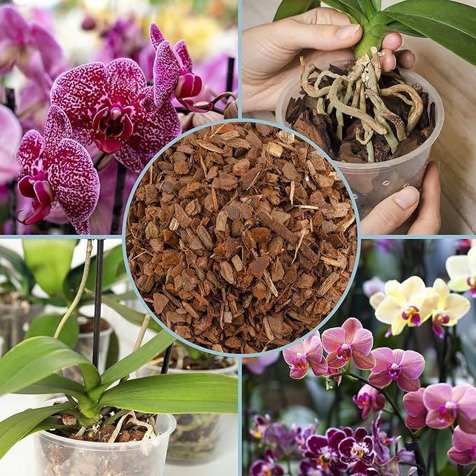 100% Organic Material All Natural Orchid Bark (4 Quarts), USA Sourced and Produced Orchid Bark Potting Mix, Orchid Potting Bark Bulk