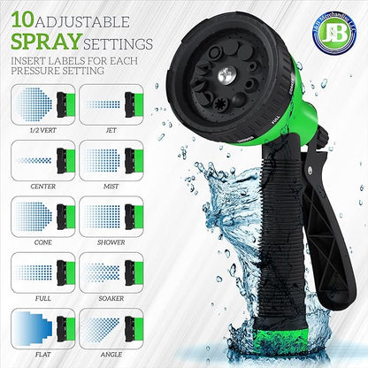 J&B XpandaHose 100ft Expandable Garden Hose – Ultra-Strong 3750D, 4-Layer Latex Core, Brass 3/4" Connectors, 10-Pattern Nozzle & Storage Bag – Lightweight, Kink-Reducing, Leak-Resistant