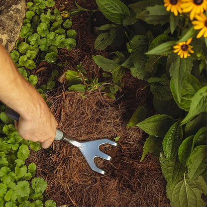 Woodland Tools Heavy Duty Hand Cultivator, 3-Prong Garden Claw Tiller Tool with Anodized Aluminum Head and Soft Ergonomic Grip, Manual Soil Cultivator for Weeding, Digging, and Breaking Up Dirt