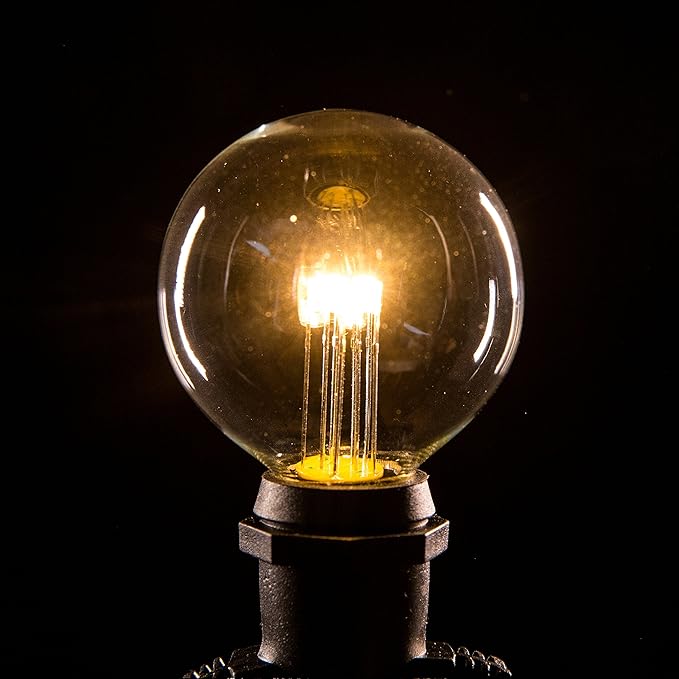 Hometown Evolution, Inc. 100 Foot C9 Commercial LED G50 Globe String Lights with 80 LED G50 Clear 2 Inch .6 Watt Bulbs and White Wire