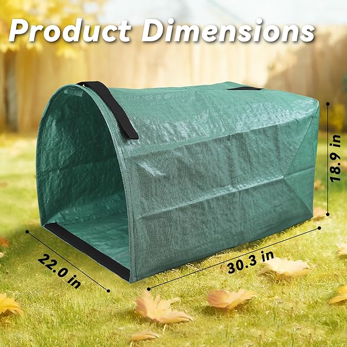 PHYEX 2 Pack 53-Gallon Reusable Leaf Bags with Flat Bottom Design - Dustpan Style Garden Bags for Easy Yard Waste Collection, Lightweight & Foldable