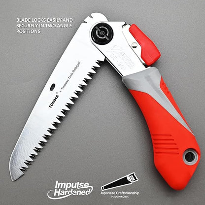 TONMA Folding Saw [Made in Korea] 5 "(130mm) Medium Teeth Small Pocket Pruning Hand Saw for Wood Cutting, Outdoor Camping, Gardening, Japanese Craft Plating Impulse Hardened Stainless Blade