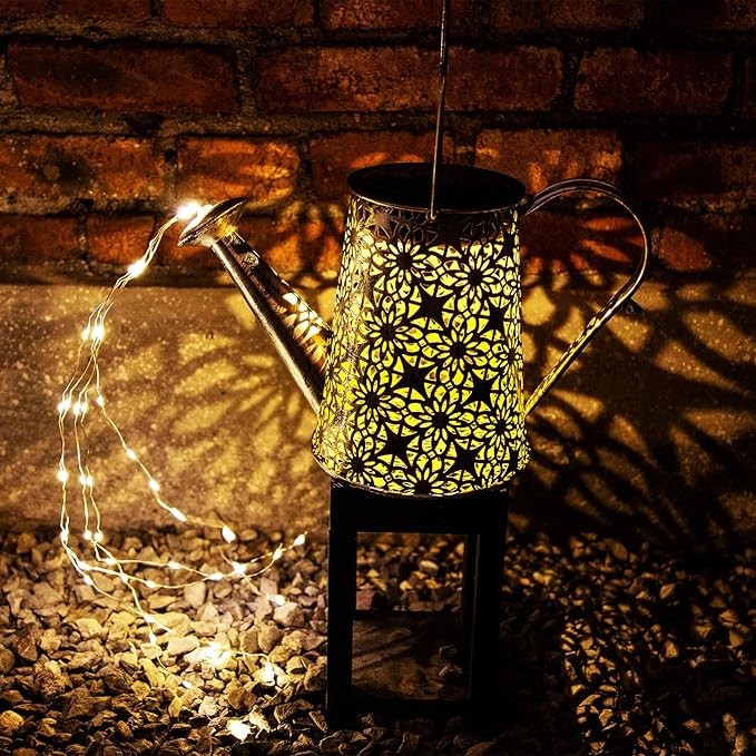 VOOKRY Solar Watering Can Lights, Large Retro Metal Hanging Solar Lights Outdoor Waterproof, Gifts for Women Mom Grandma Birthday Christmas, Outside Yard Garden Lawn Patio Decoration, Warm White