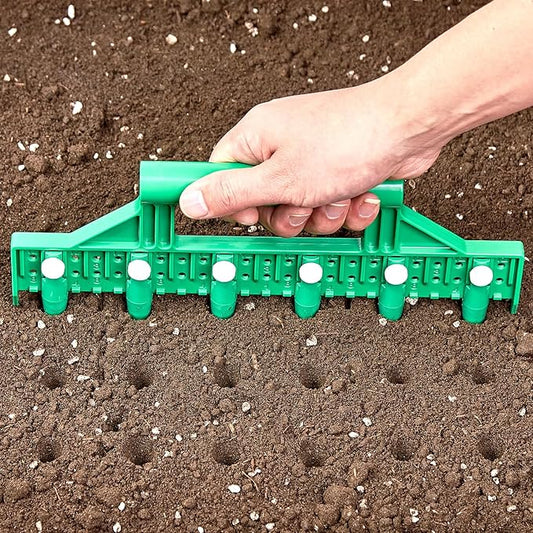 Seed Dibber, Multifunctional Seed Spacer Tool, Seed-in Soil Digger Garden Spacer aid for Planting Seeds Laying Out ideally Spaced Rows (Green)