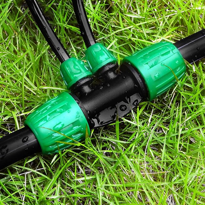 10 Pack 1/2 Inch To 1/4 Inch Drip Irrigation Fittings (1/2" ID x 0.65" OD), Drip Line Irrigation Locked Barbed 1/2" To 1/4" Adapter 1/2 Inch To 1/4 Inch Reducer Tee