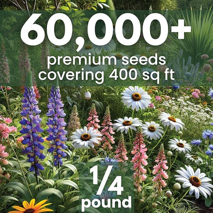 Perennial Species Mix - Bulk 1/4 Pound Pouch - 60,000 Flower Seeds for Planting - Wildflower Mix