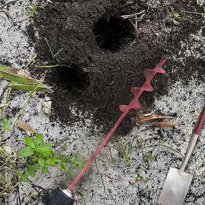 TCBWFY 1.6 x 16.5 Inch Pink Auger Drill Bit for Planting - Garden Tools Auger Drill Bit, Spiral Garden Auger, Drill Auger Bit for Planting Bulbs and Flowers