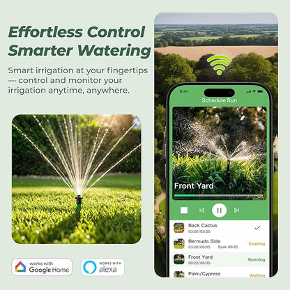 ImoLaza Outdoor Smart Sprinkler Controller, 16-Zone WiFi Irrigation Controller with Hyper-Local Weather, App Remote Control, Works w/ Alexa, Auto Watering, Rain/Freeze/Wind Skip, Smart Fault Detection