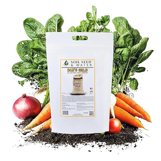 Soil Seed & Water Dan’s Gold Organic Dairy Compost – Rich, Aged Compost for Garden Beds, Raised Beds & Soil Enrichment - OMRI Listed Organic Fertilizer
