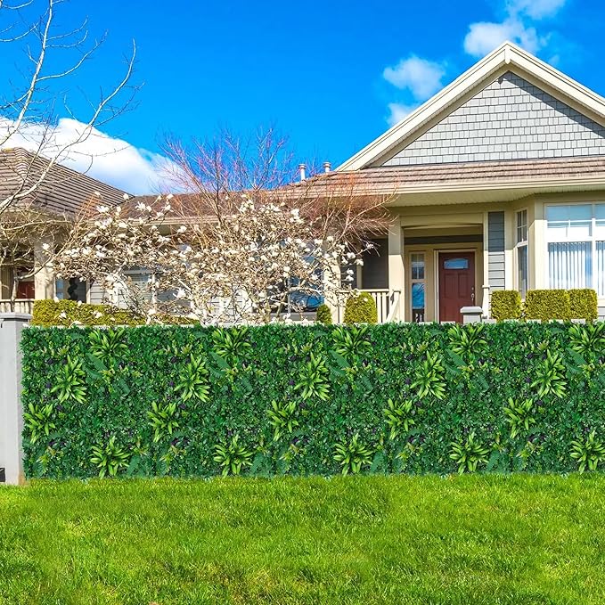 Artificial Boxwood Panels, Grass Wall Panels 20"x20"(16pcs), Privacy Hedge Fence Screen with UV Protection, Fake Greenery Backdrop for Indoor Wedding and Outdoor Garden Backyard