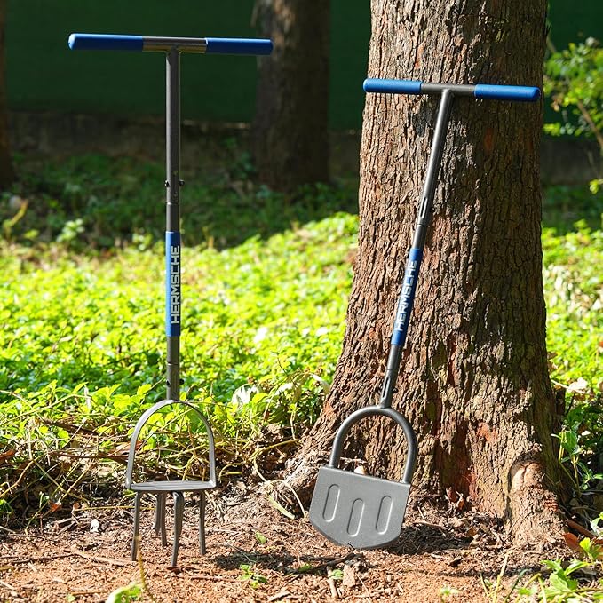 Hand Edger Lawn Tool, Sharp Half Moon Manual Grass Edger Tool with Soft T-Grip Handle for Garden, Yard, Sidewalk, Landscape, 38″