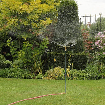 Hourleey 3-Arm Garden Sprinkler, 2 Pack High-Rise Lawn Sprinkler with Adjustable Telescoping Base, 360 Degree Rotation Sprinklers for Large Area Coverage Gardening Watering Lawn Irrigation System