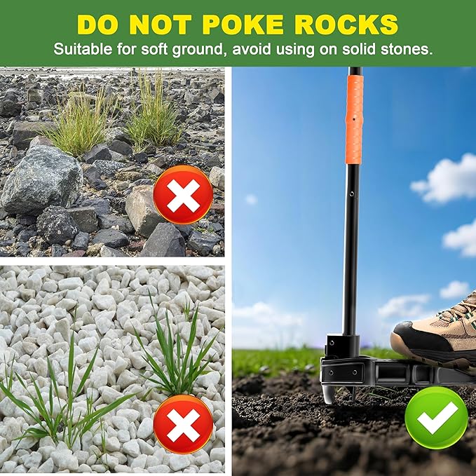 ZHENHAN Weed Puller Tool,43" Iron Stand-Up - No Bend Push-Pull Weeding Tool with Foot Pedal, Extra Long Handle Dandelion Remover for Lawn & Garden, Heavy Duty Root Extraction Tool （Black）