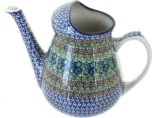 Blue Rose Polish Pottery Mardi Gras Watering Can