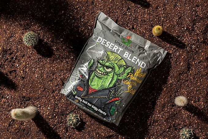 High Drainage Cactus Soil Potting Mix with Mycorrhizal Fungi - 8 Pounds / 4 Quarts of Soil for Succulents and Cactus - Slightly Acidic, Gritty Soil for Healthy Indoor Plants - Spike & Bloom