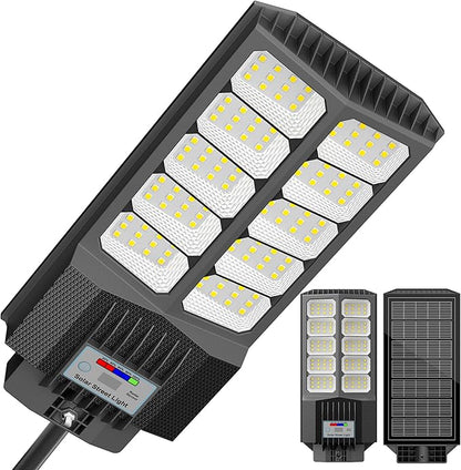 Solar Street Light, Dusk-to-Dawn Waterproof LED Solar Street Lights Outdoor with Pole Mount,9000W IP67,7000K, High Lumen Outdoor Lighting for Driveway, Farm, Street & Parking