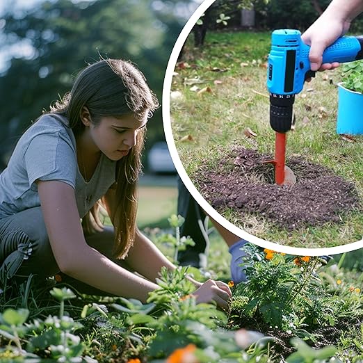 TCBWFY 4"x12" Auger Drill Bit for Planting Digging Holes,Garden Plant Flower Bulb Auger Spiral Drill Rapid Bulb Planter Earth Auger Bit Post or Umbrella Hole Digger for 3/8" Hex Drive