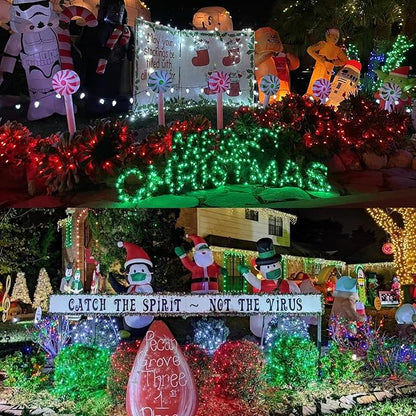 YEGUO 165ft 500 LED Christmas Lights Outdoor Waterproof, 8 Modes Green String Lights Plug in, Twinkle Christmas Tree Lights Indoor with Timer Memory