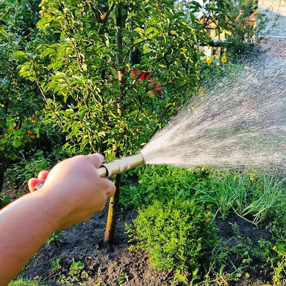 High Pressure Garden Hose Nozzle Heavy Duty Water Sprayer for Garden Spray Patio Outdoor Washer Pet Shower Car Wash attachment (Brass)