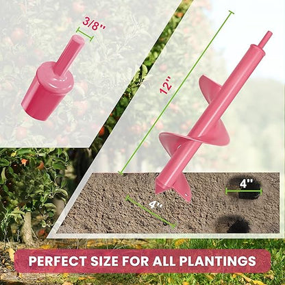 4x12 Inch Auger Drill Bit for Planting - Heavy Duty Garden Tools Auger Drill Bit for Planting Bulbs, Flowers, and Trees