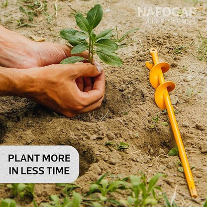 Garden Auger Drill Bit for Planting - 2"(D) x14.5(L) - Post Hole Digger Drill Auger for Gardening Bulbs, Flowers, and Bedding Plant - Made to Fit in Any 3/8 Hex Drill (Yellow)