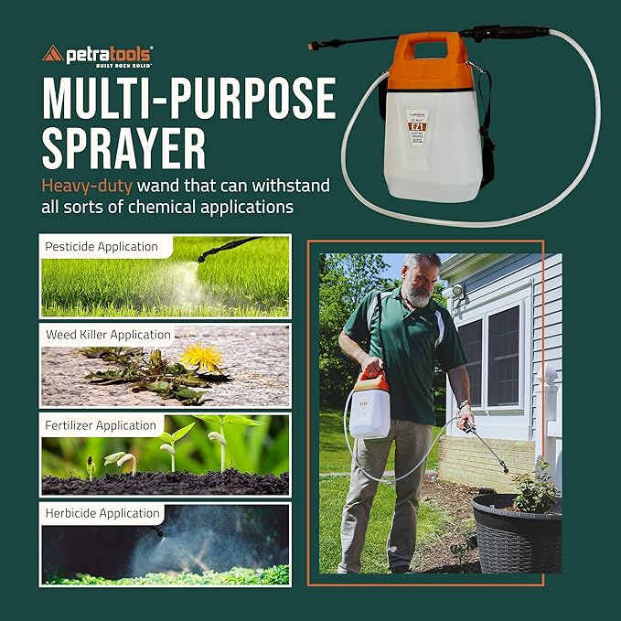PetraTools EZ1 Battery Powered Sprayer 1 Gallon - Lawn and Garden Electric Sprayer for Weed/Pest Control, Watering & More - Battery Operated for Effortless Spraying (Pro-Kit)