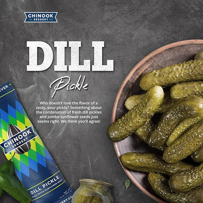 Chinook Seedery Low Sodium Sunflower Seeds – Dill Pickle Flavor, Pack of 36, 1.5oz – Sunflower Seeds to Eat – Keto, Jumbo, Roasted, Baseball Snacks