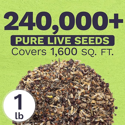 Deer Resistant Wildflower Seed Mixture - Bulk 1 Pound Bag - Over 240,000 Deer Tolerant Seeds - Open Pollinated and Non GMO