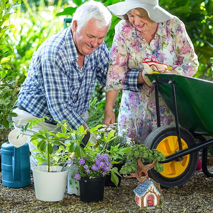 Mood Lab Fairy House - Fairy Garden Miniature Tree House - 8.5 Inch Tall Outdoor Decor for Fairies Figurines