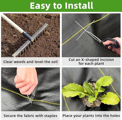 Shade&Beyond Custom 7ftx105ft Weed Barrier Fabric, 3.5oz Heavy Duty Landscape Fabric with Superior Permeability Weed Control, Garden Woven Ground Cloth with Staples