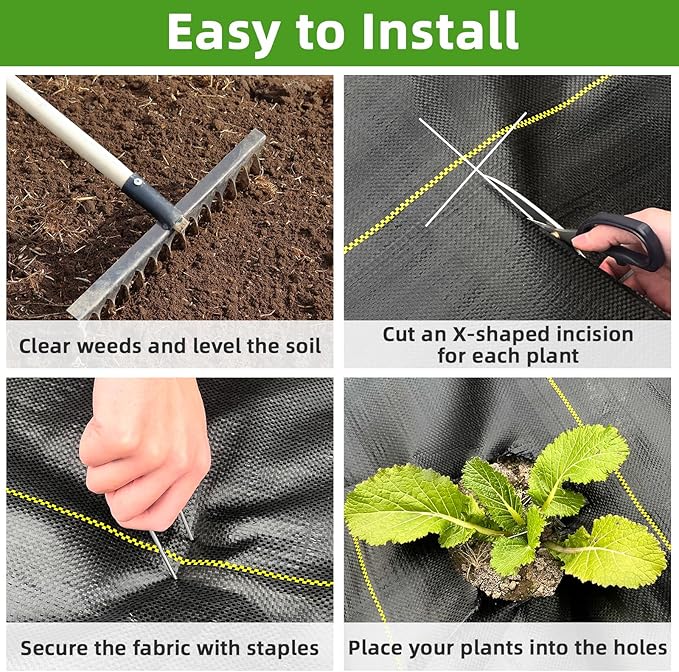 Shade&Beyond Custom 5ftx278ft Weed Barrier Fabric, 3.5oz Heavy Duty Landscape Fabric with Superior Permeability Weed Control, Garden Woven Ground Cloth with Staples