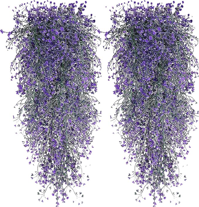 Toprooms Hanging Fake Plants,4 Pcs Faux Eucalyptus Leaf Greenery Vine Plant Faux Plants Fake Ivy Room Decor Home Garden Wedding Party Indoor Outdoor Decorations (4 Pcs Purple)