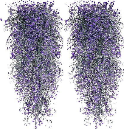 Toprooms Hanging Fake Plants,4 Pcs Faux Eucalyptus Leaf Greenery Vine Plant Faux Plants Fake Ivy Room Decor Home Garden Wedding Party Indoor Outdoor Decorations (4 Pcs Purple)