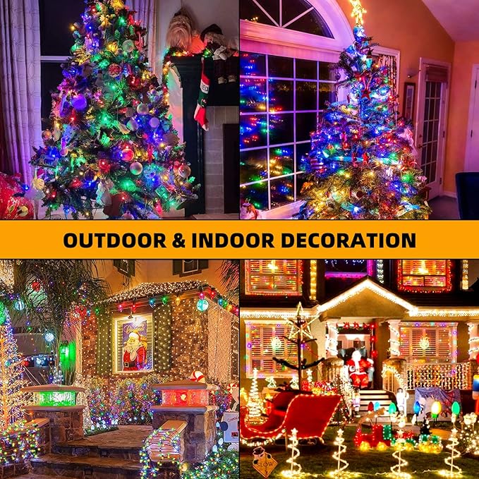 1000 LED 328ft 11 Modes with Timer Remote Christmas String Lights IP55 Outdoor Waterproof UL Certificated Indoor Fairy Lights Garden Patio Christma Trees Parties Wedding Decoration Two-Color