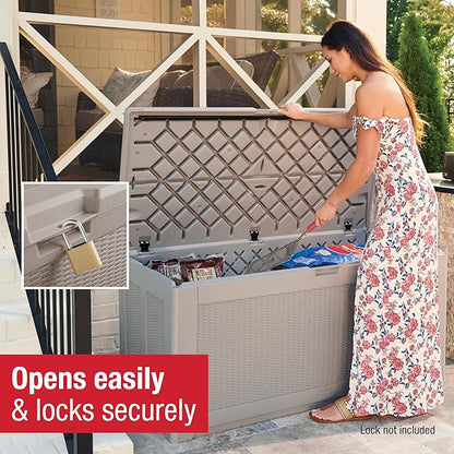 Rubbermaid Extra Large Resin Outdoor Storage Deck Box (134 Gal), Weather Resistant, Gray, Deck Organization for Home/Backyard/Pool Chemicals/Toys/Garden Tools/Porch/Patio Cushions