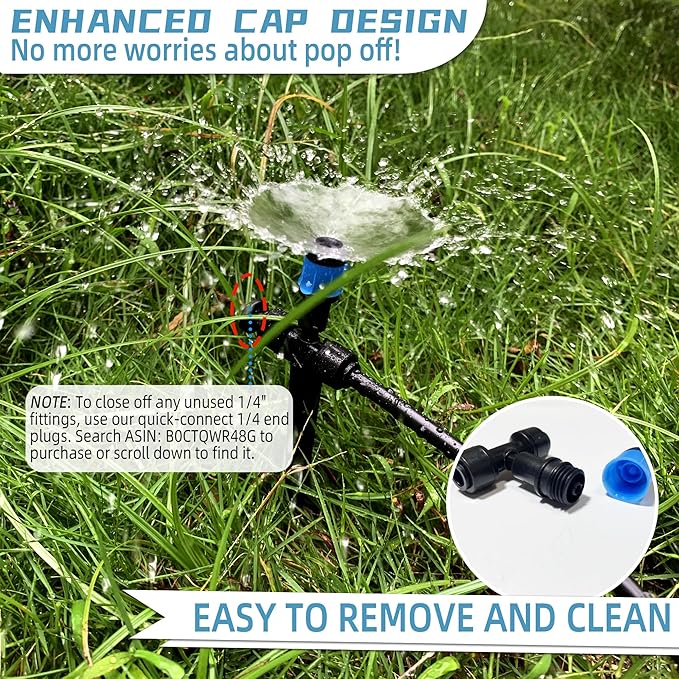 20PCS Push-to-Fit Drip Irrigation Emitters for 1/4 inch Irrigation Tubing, Two-Way Connection Adjustable Vortex Drip Emitters with Stake, Irrigation Dripper Sprinklers for Drip Irrigation System