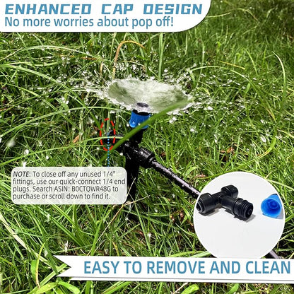 20PCS Push-to-Fit Drip Irrigation Emitters for 1/4 inch Irrigation Tubing, Two-Way Connection Adjustable Vortex Drip Emitters with Stake, Irrigation Dripper Sprinklers for Drip Irrigation System