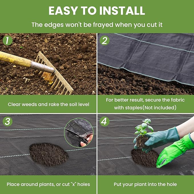 Weed Barrier Fabric, 3x50ft Landscape Fabric, 2.4oz Heavy Duty Durable Woven Geotextile Fabric, High Permeability Ground Cover Mat, Driveway Fabric, Garden Weed Control Cloth