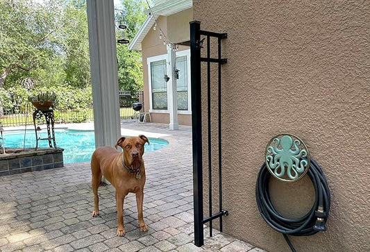Zeckos Verdigris Octopus Garden Hose Hanger - Cast Iron Decorative Wall-Mounted Holder - 12-Inch Diameter - Stylish Outdoor Decor for 125 ft Capacity