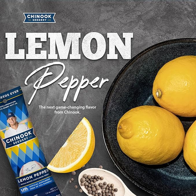 Chinook Seedery Low Sodium Sunflower Seeds – Lemon Pepper Flavor, Pack of 36, 1.5oz – Sunflower Seeds to Eat – Keto, Jumbo, Roasted, Baseball Snacks