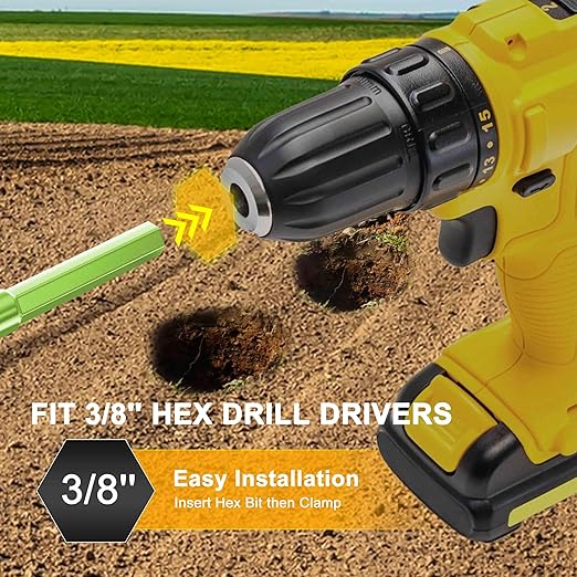 TCBWFY 2 Pack Garden Auger Drill Bit for Planting,3.5"x16" & 1.6"x16.5" Rapid Planter Bulb&Bedding Plant Auger,Earth Drill for 3/8" Hex Drive,Fence Post,Umbrella Hole Digger