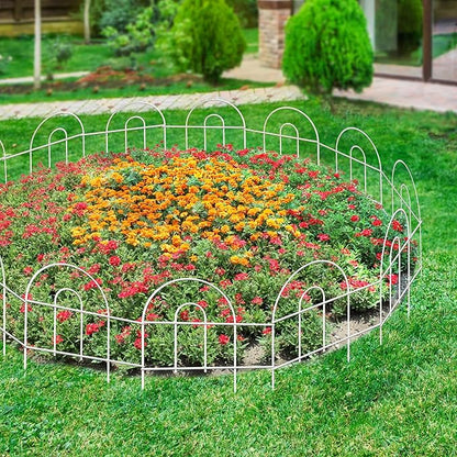 Decorative Garden Folding Border Fence 18in X20ft Rustproof Metal Wire Edging Flower Bed Fences Panel Outdoor White Garden Fencing Edge Patio Landscape